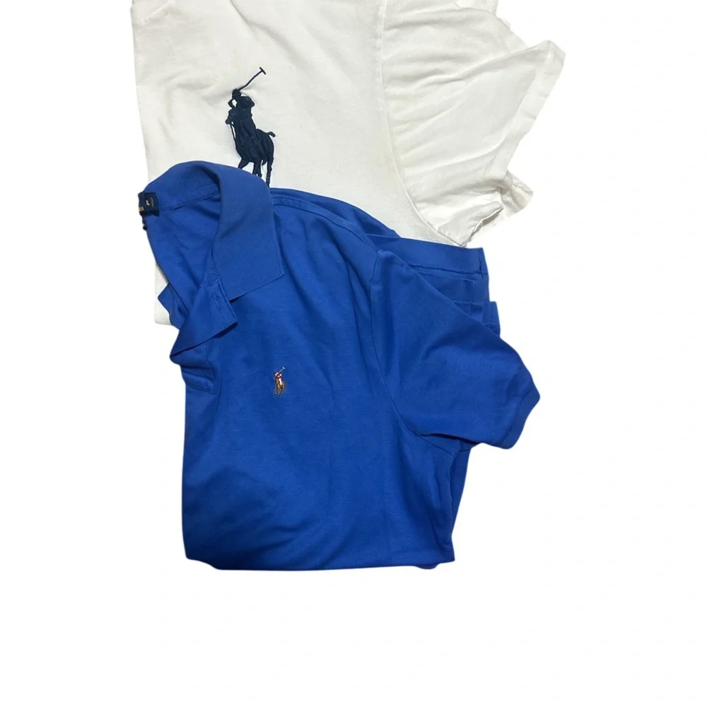 Lot of 2 Polo Ralph Lauren XL White Big Pony Tee Blue Pima Soft Touch Polo - Picture 12 of 12